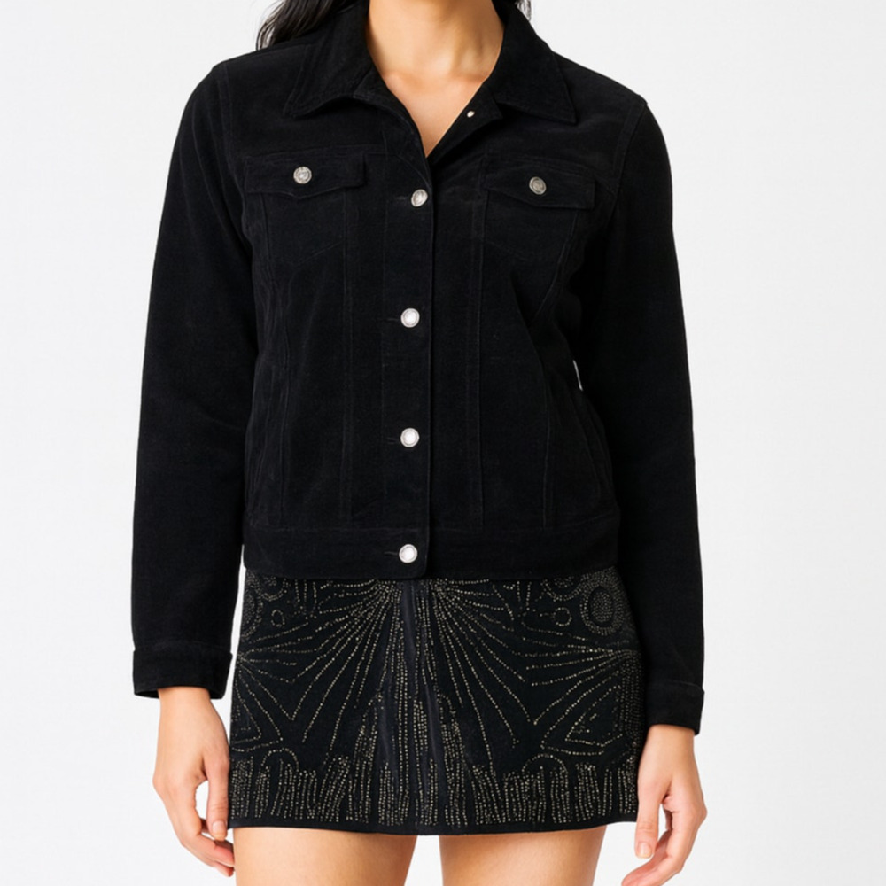 Black Corduroy Jacket Women's Vintage 90s 2000s Y2K 2000s Grunge Retro Large